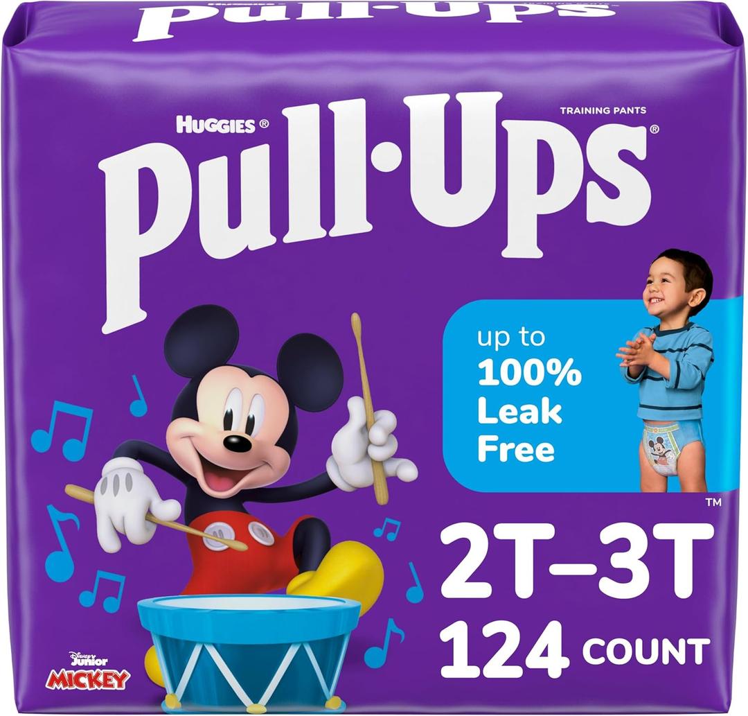 Pull-Ups Boys' Potty Training Pants, Size 2T-3T Training Underwear (16-34 lbs), 124 Count (4 Packs of 31), Packaging May Vary