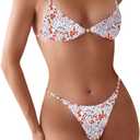 SOLY HUX Bathing Suit for Women Floral Print Tie Back Bikini Sets Two Piece Swimsuit (Small)