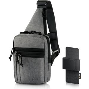 M-Tac CCW Sling Bag for Men & Women - EDC Shoulder Bag Tactical - Crossbody Concealed Carry Bag - Mens Chest Pack (Grey Regular)