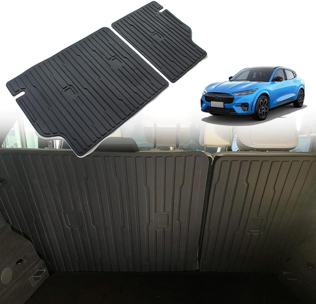 BestEvMod Vehicle Mat Cargo Liner Compatible with Mustang Mach E 2021-2025 Accessoriess Second Row Seats Back Protector All Weather Pet Mat(Trim Your Openings) 1