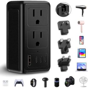 Upgraded 2000W 220V to 110V Voltage Converter US to Europe, Power Converter European Travel Converter for Hair Dryer, Power Converter Adapter Combo with 1 USB A 3 Type C for 160 Countries (1U3C)