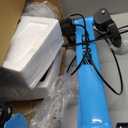 Bike Trainer, Magnetic Bicycle Stationary Stand for Indoor Exercise Riding, 26-29" & 700C Wheels, Quick Release Skewer & Front Wheel Riser Block Included (BLUE)