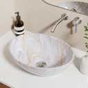 KES 16 x 13 Inch Oval Soft Clouded Marbling Vessel Sink Above Counter, Ceramic Porcelain Bathroom Sink Bowl for Vanity Countertop, Modern Look, No Overflow, Sink Only, BVS124-MBE