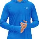 Roadbox Mens UPF 50+ Long Sleeve, Sun Hoodie Fishing Shirts for Men, UV Protection Hooded for Hiking Running Workout, M