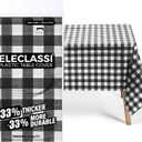 Eleclassi Black Gingham Checkered 12 Pack Premium Disposable Plastic Tablecloth 54 x 108 in - Party Plastic Table Cloth Disposable Tablecloth for Rectangle Tables Up to 8 Ft - Plastic Table Cover