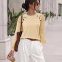 siliteelon Lace Long Sleeve Tops Dress Shirt Womens Crew Neck Loose Dressy Blouse Business Casual Work Summer 2026 Cream (Beige, XXL)