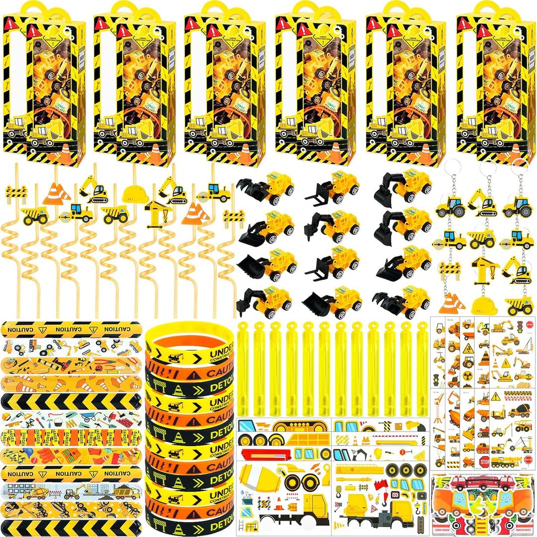 Construction Party Favors - For 12 Guests, Construction Birthday Party Decorations, Construction Theme Toys for Goodie Bag Stuffer, Pinata Filler Gifts