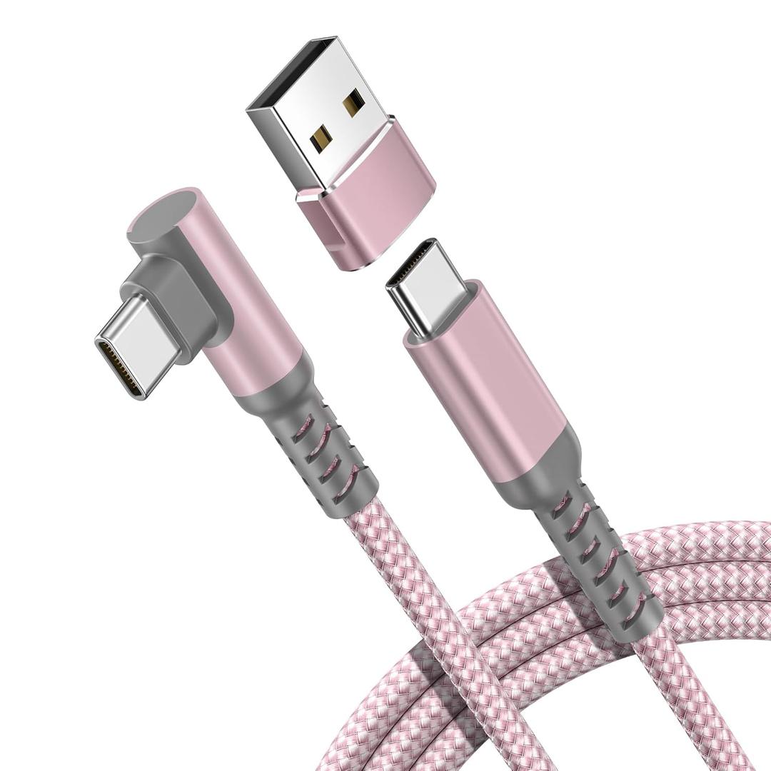 Elebase Right Angled USB Type C Charger Cable 10FT with USB Adapter,90 Degree Power Charging Cord Wire for Car,iPhone 17 16 Pro Max Air,AirPods 4 Pro 3,Kindle Paperwhite 5th,Samsung Tab S10+ S9