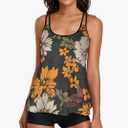 Urchics Womens 2025 Tankini Swimsuits Tummy Control Flowy Swimwear Two Piece Bathing Suits Swim Tank Top with Boyshorts, 2XL