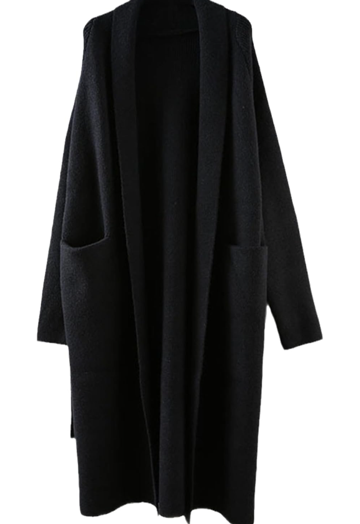 Saodimallsu Womens Oversized Long Cardigan Hooded Chunky Knit Open Front Sweaters with Pockets XL