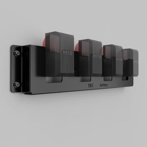 Metal Battery Holder for Milwaukee M18 & Dewalt 18V/20V,Durable Battery Wall Mount Rack for M18 18V Battery,Battery Storage with 4 Slots,Battery Mount Organizer,Black