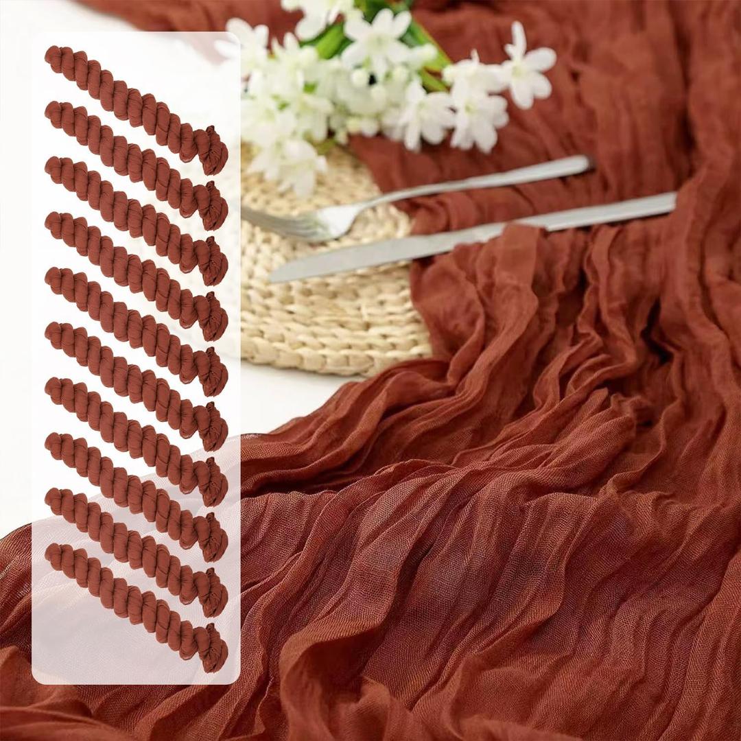 2 Pack 10 Ft Cheesecloth Table Runner Rust Gauze Long Table Runners Boho Gauze Cheese Cloth Table Runner Rustic Sheer Runner for Wedding Party Table Decor ( 35 x 120 Inch )