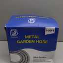 100 FT Stainless Steel Garden Hose  Long Reach 304 Steel Metal Water Hose, No-Kink, Leak-Proof Swivel Fittings, Puncture Resistant, 8-Pattern Nozzle for Large Yards, Driveways, Farm Tasks