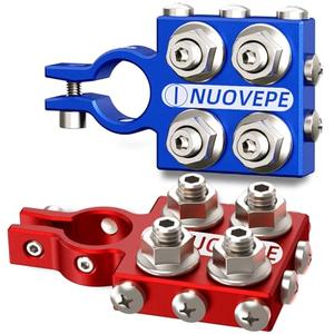 NUOVEPE Heavy Duty Battery-Terminal-Connector: 12-Way Car Battery Terminals, Aluminum Corrosion Resistant, 8AWG up to 4/0(XL) AWG Gauge, Fits SAE/DIN/EN Top Post for Car Audio, Winch, Truck, Off-Road