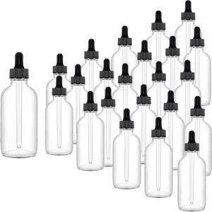 24 Pack 4oz Clear Glass Dropper Bottles, Eye Dropper Bottles with Glass Droppers for Essential Oils, Perfumes(4oz, Clear)