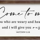 Come to Me Sign, Christian Decor Sign, Framed Wall Plaque Sign, Matthew 11:28 Scripture, Bible Verse Wood Sign, Family Room Decor, Living Room Decor, Christian Gift for Him Her