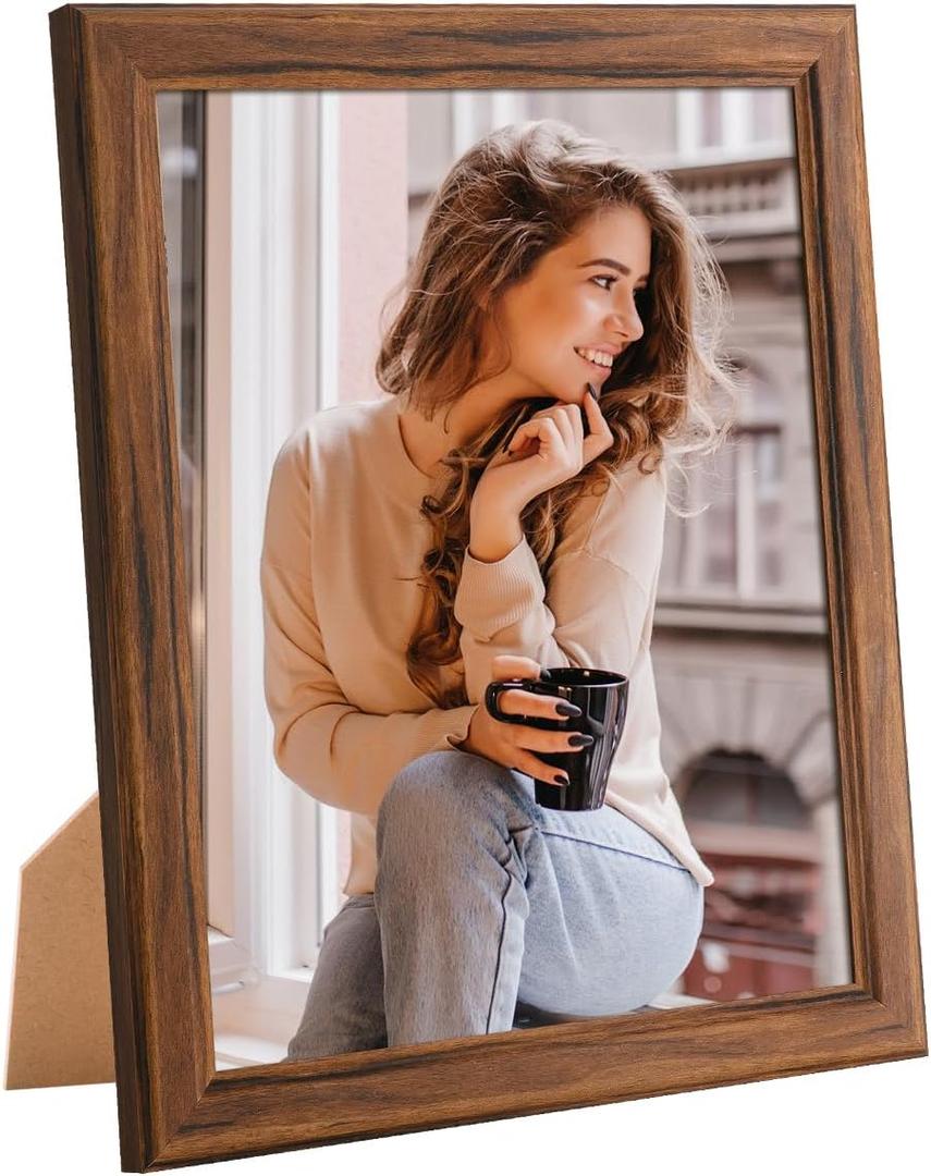 MOUDAMION 10x12 Wood Frame Brown, Natural Wooden 12x10in Picture Frames, Modern Golden 10 x 12inch Gallery Photo Pic Frame with HD Plexiglass, Horizontal Vertical Wall Mounting Tabletop Display 1Pcs