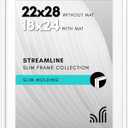 Americanflat 22x28 Poster Frame with Polished Plexiglass - Use as 18x24 Frame with Mat or Display 22x28 Photo Without Mat - Streamline Collection - Thin Border Picture Frames for Wall - White