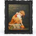 PHAREGE Vintage Picture Frame 8x10 Black, 8 by 10 Ornate Decorative Antique Frame with Mat for 5x7 Photo, Fancy Matted Frame for Desktop or Wall, Horizontal or Vertical