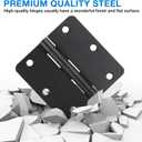 12 Pack Black Door Hinges Black Matte Black Hinges for Doors 3 1/2 Interior Door Hinges 3.5" x3.5 Inch Hinges Rounded 1/4" Raidus Standard Residential Bedroom Door Hinge Sturdy Door Hardware