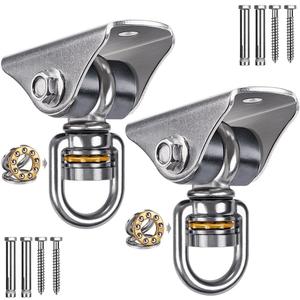 BeneLabel 2 Pack Silent Swing Hanger Heavy Duty Stainless Steel Swing Hook with Swivel Bearing for Hammock Chair, Porch Swing, Yoga Silk, Punching Bag 1000 lbs Capacity