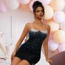 NKBRK Sexy Bodycon Mini Dresses for Women Semi Formal Short Prom Coctail Party Dress (Black, L)