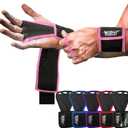 JerkFit WODies 3 Hole Gymnastics Grips with Wrist Support - Hand Grips, Latex Free Elastic Crossfit Grips for Weightlifting, Cross Training - Palm Protection Pull Up Grips for Men and Women (Pink, M)