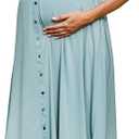 OUGES Womens Maternity Dress Scoop Neck Casual Sleeveless Button Down Pregnancy Clothes Midi Sundress with Pockets 2025 (XX-Large, Gray Green)