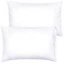 Ultra Soft Pillow Protectors with Zipper Standard Size - Set of 2 Breathable Pillow Covers - 100% Protection Against Stains, Dust & Dirt - Machine Washable (White)