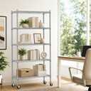 5 Tier Wire Shelving Unit, 61" H Heavy Duty Metal Storage Shelves, 5-Tier-29.5"W x 13.8"D x 61"H