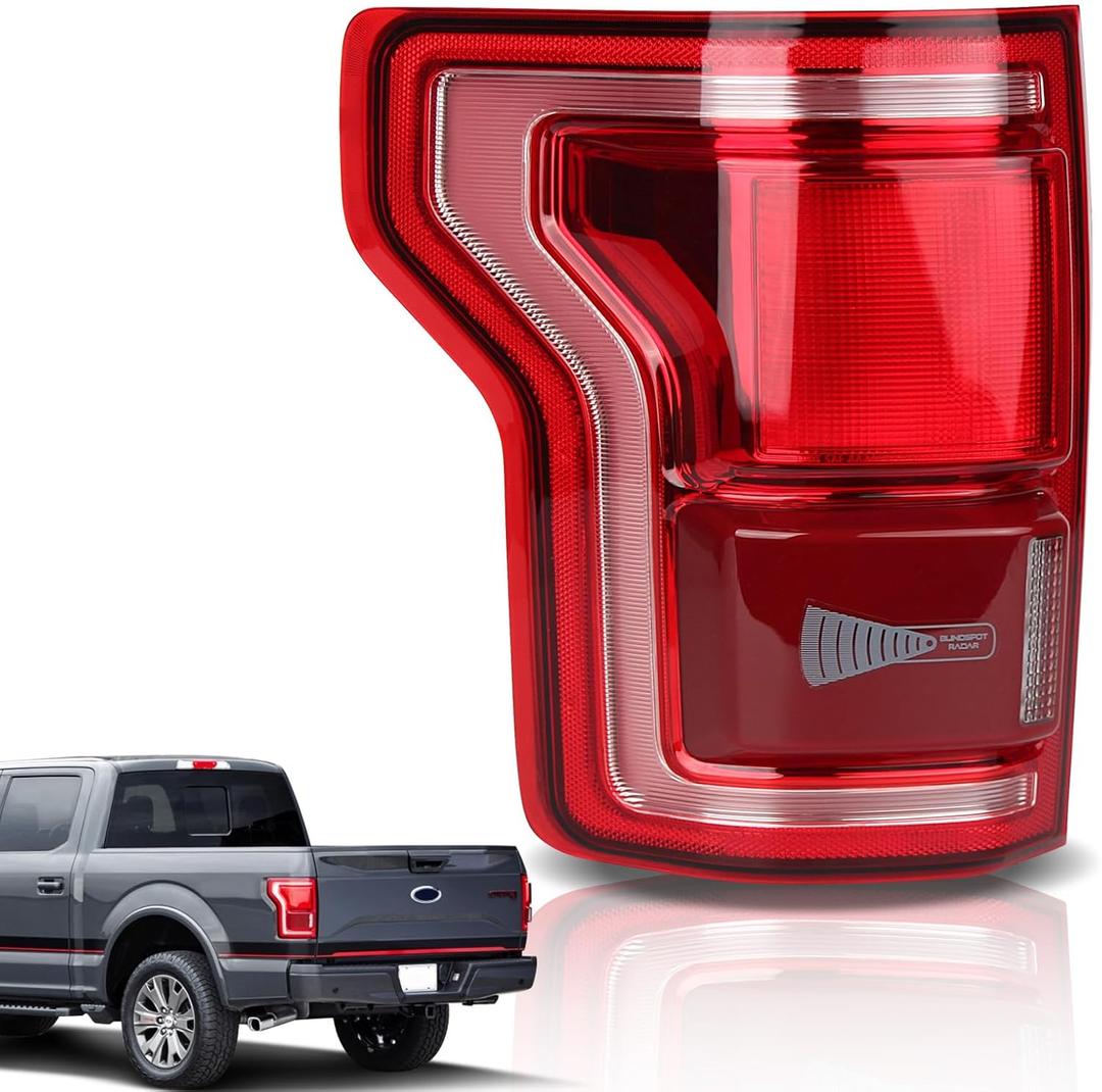 LED Tail Lights Compatible With Ford F150 2015 2016 2017 Rear Brake Lamp Signal Assembly Taillights with Blind Spot Module Not Included Replace HL3Z13405D (Left Driver Side)