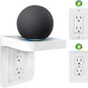 Outlet Shelf, Bathroom Wall Holder with Built-in Cable Management, Wall Organizer for Smart Home Decor Space Saving Electric Toothbrush Use as Echo Holder (Decora-style rectangular, 1, Pack)