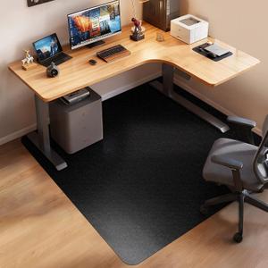 Office Chair Mat for Hardwood Floor: 63" x 51" Extra Large Black Office Chair Mats Anti-Slip Desk Floor Mat for Hardwood Floors Heavy Duty Sturdy Floor Protector Mat Under L Computer Desk