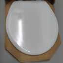 Mayfair Linden Slow Close Toilet Seat, Non Slip Heavy Duty Wood, Easy Install, Round, White