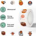500PCS Basketball Stickers Roll,10 Styles Sports Balls Self-Adhesive Envelope Seals Stickers - Waterproof Decals for Bottles, Laptops, journals,Luggage, Snowboards, Guitars, Scrapbooks, Phones