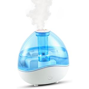 1.5L Cool Mist Humidifier for Bedroom with 360 Adjustable Nozzle, Quiet Ultrasonic Air Humidifier For Babies Nursery, Office, Indoor Plants, Auto-Shut Off,Light-Off,High and Low Mist Levels