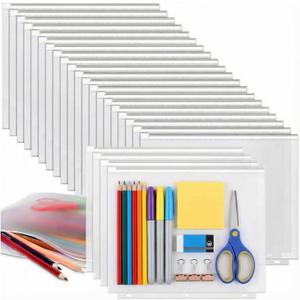 Zonon 30 Pcs A4 3 Rings Tansparent Zipper Binder Pouches Clear Binder Pockets with Zipper Folders Waterproof PVC Loose Leaf Bags Filling Bags for Pen Pencil Notebooks File Document