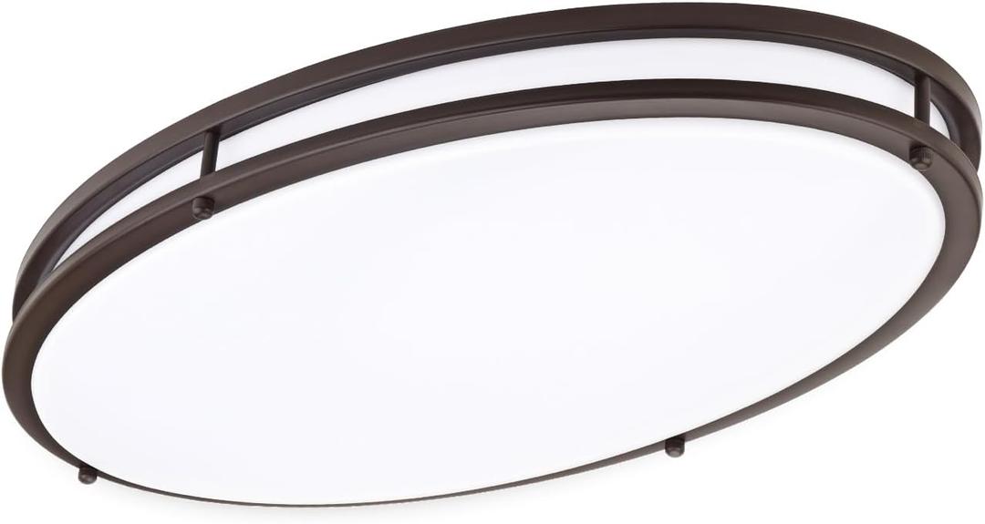 DAKASON 24Inch Oval LED Kitchen Ceiling Light Flush Mount, 40W Big LED Light Fixture Ceiling for Living Room, 3500K/4000K/5000K Dimmable, Modern for Dining Room/Laundry, Oil Rubbed Brown