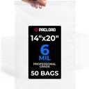 14" x 20" Large Reclosable Plastic Zip Bags, 50 Count