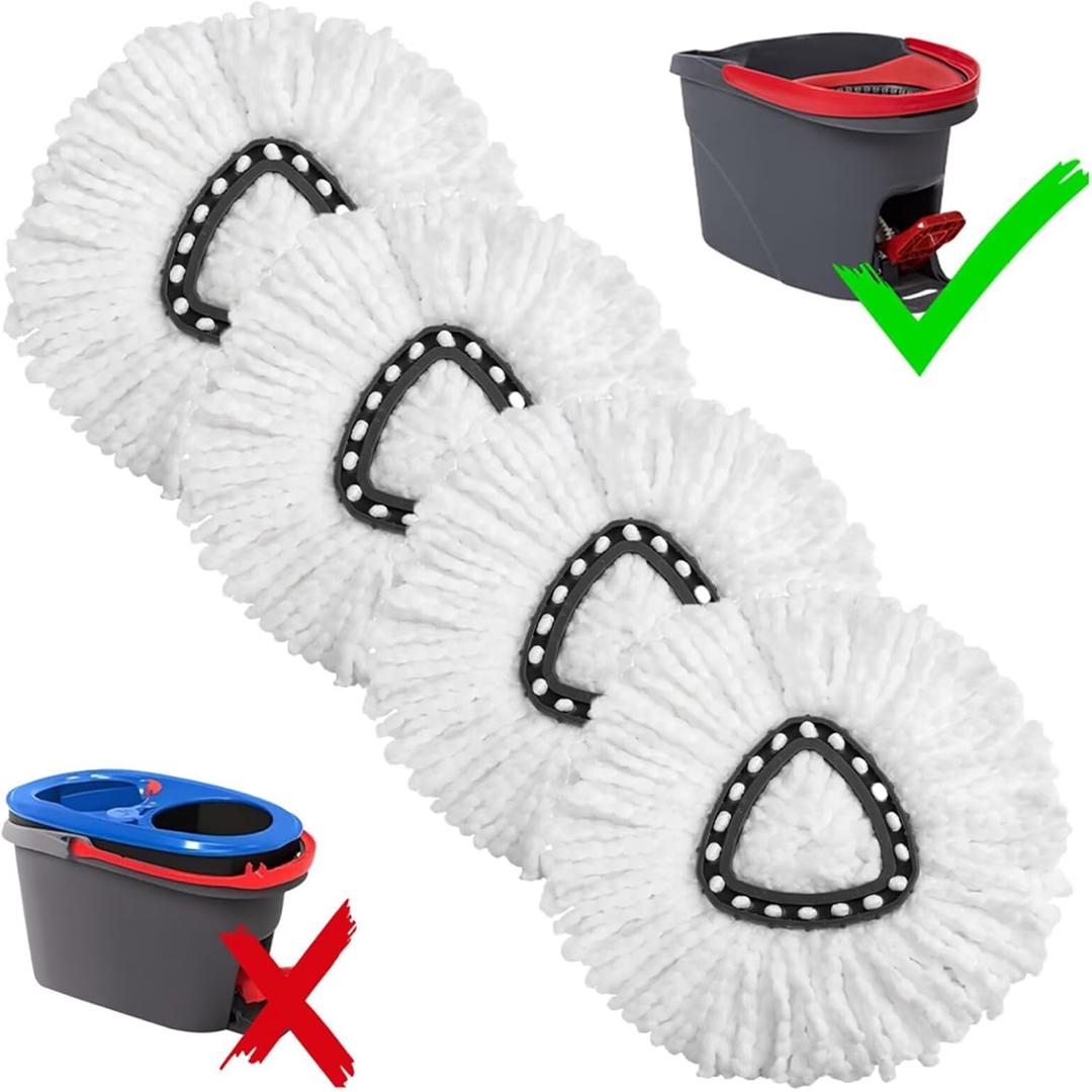4-Pack Mop Replacement Heads for Ocedar Mop Replace Head EasyWrin Spin Mop Heads Replacements, Easy Cleaning Mop Head Replacement