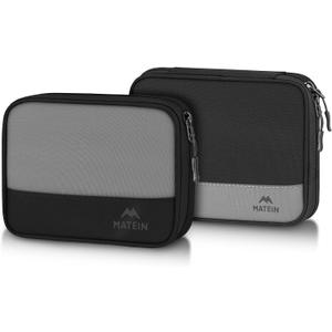 MATEIN Travel Electronics Organizer Case 2 Pack, Lightweight Cable Bag for Travel Essentials, Water Resistant Charger Organizer Case for Charging Cords, Earphones, Stylus Pens & Phone