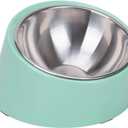 SuperDesign Mess Free 15 Slanted Bowl for Dogs and Cats, Tilted Angle Bulldog Bowl Dog Feeder, Non-Skid & Non-Spill, Easier to Reach Food M/1 Cup Teal