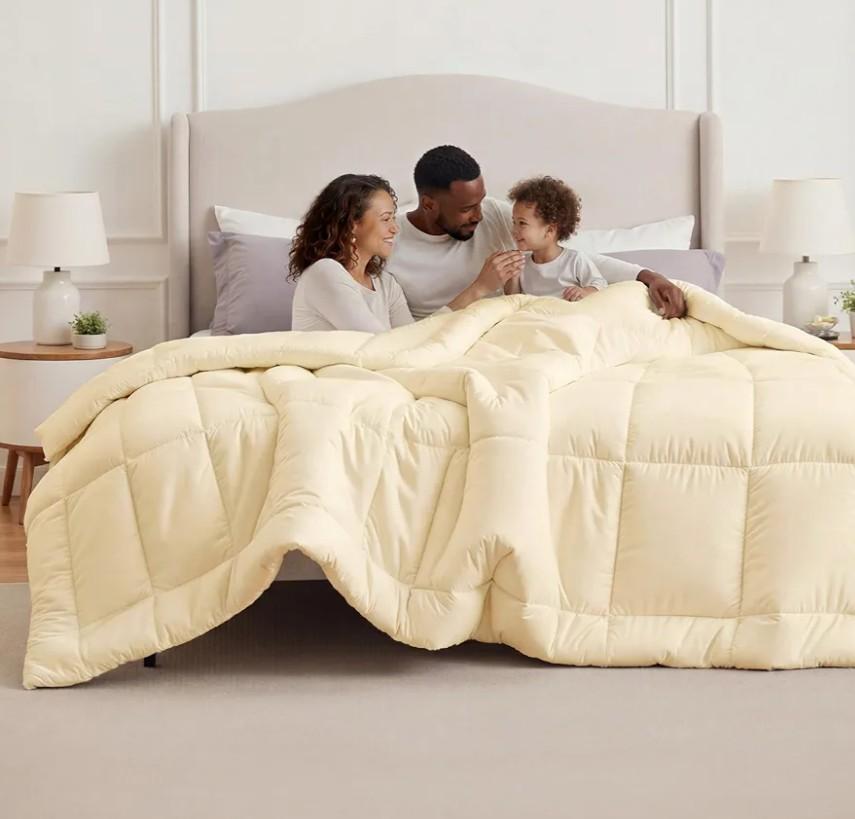 Comforter Duvet Insert - Quilted Comforters Oversized King, All Season Duvet, GentleSoft Down Alternative Bedding, with 8 Tabs, Gifts for Women/Men, Cream,Oversized King 116 x 98 Inches