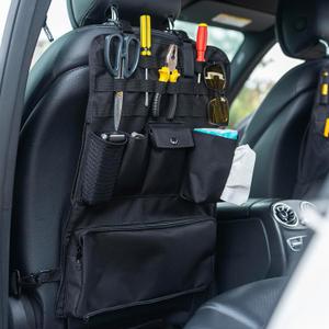 Car Seat Organizer,Multifunctional Tactical Car Seat Back Storage Pocket with Molle Pouch,Universal Fits for SUV,F150,Car Truck for Road Trips (1, Black)