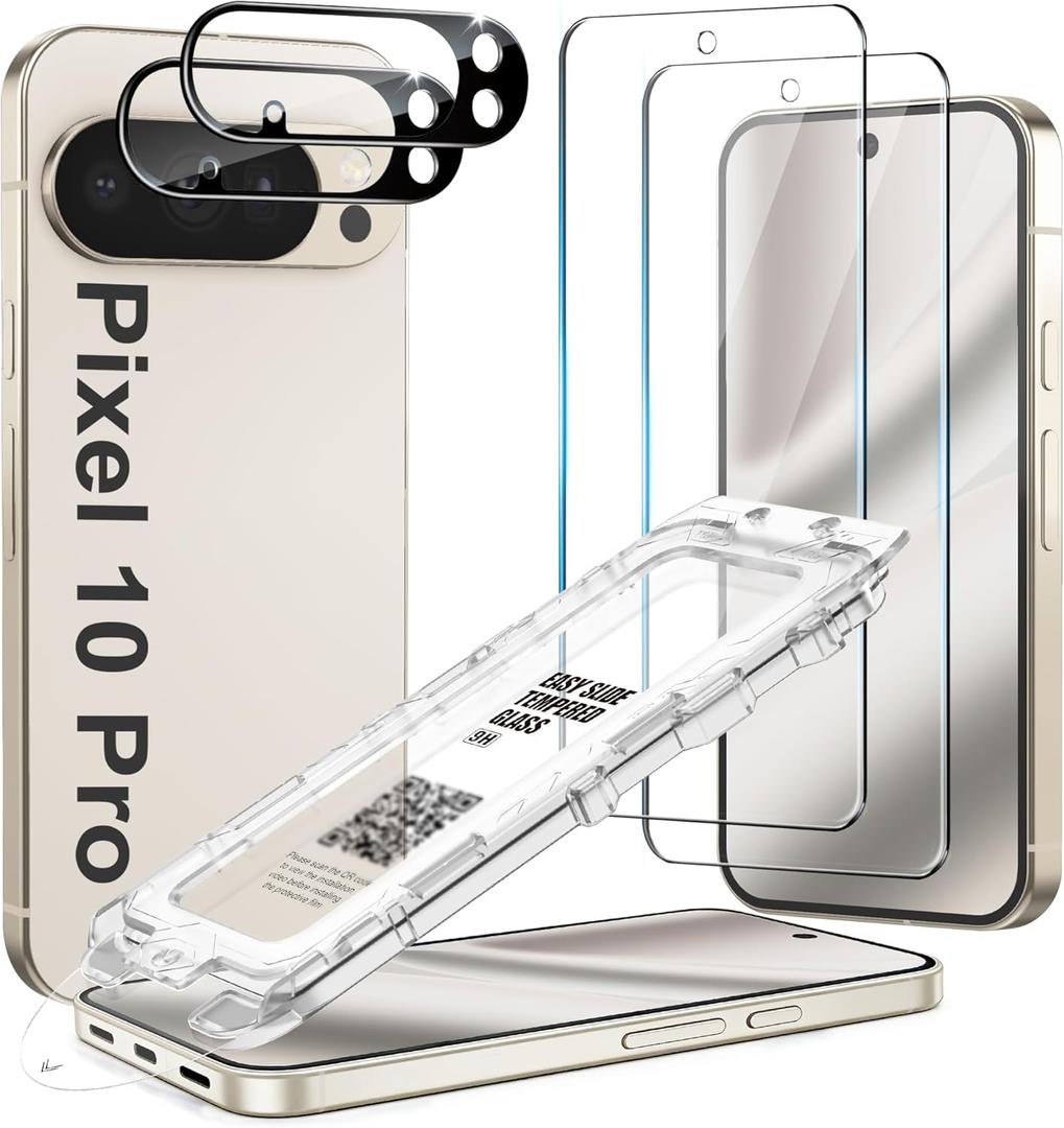 3 x 2 Pack Screen Protector Compatible with Pixel 10 Pro 5G - 2 Tempered Glass Camera Lens Protector Accessories - Auto-Dust Removel - Bubble Free - Military Grade Shatterproof (for PIXEL 10 PRO-6.3 Inch)
