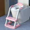 SKYROKU Potty Training Toilet, New Sector-Shape Stabilized Base two in one Toddler Toilet Seat with Splash Guard, Anti Slip Pad, and Step Stool Pink (8898-pink)