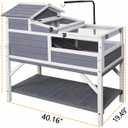 GEGURI Tortoise Habitat House Indoor Outdoor, 3-Room Wooden Turtle Enclosure Reptile Cage with Shelf Storage, Balcony & 2 Stories for Small Animals