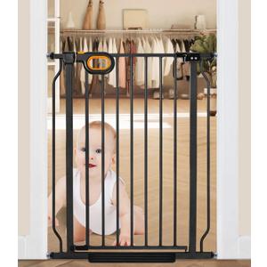 owlie Baby Gate for Stairs 29-33 Inch Wide, Indoor Small Narrow Pet Dog Gate with Door Pressure Mounting Gates for Kids,Black (29"-31.5")