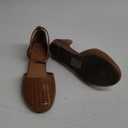 MaxMuxun Womens Roman Ankle Strap Cage Closed Toe Flat Sandals (9, Brown)