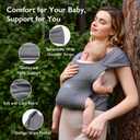 Portable Baby Carrier, Spreadable Wide Shoulder Straps with Ergonomic Support, Lightweight and Compact Baby Wrap Carrier, Cozy Fabric Care for Babys Skin, Promotes Healthy Development, Grey
